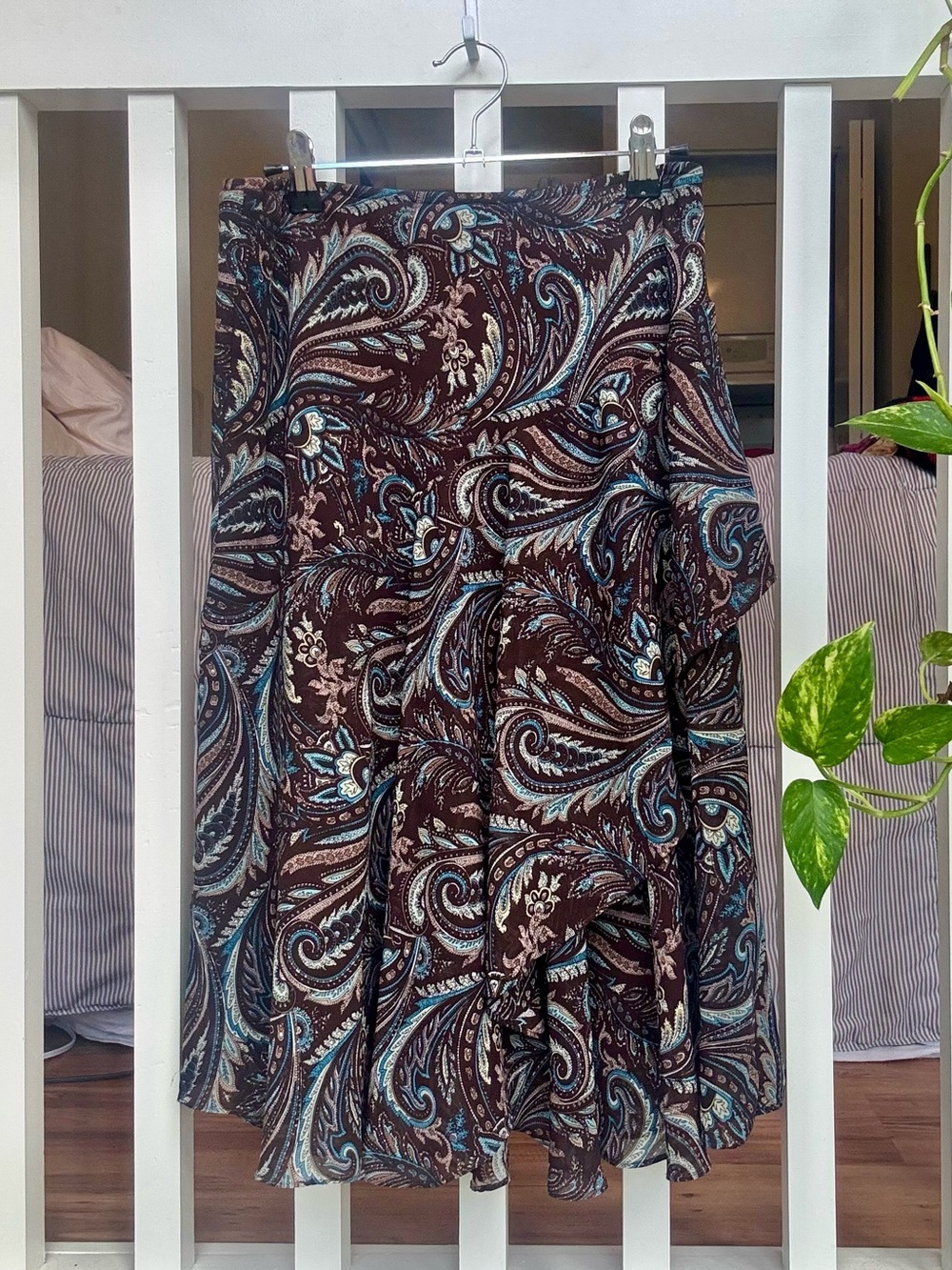 Jessica Brown Paisley Skater Skirt with Teal Accents